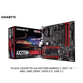 PLACA GIGABYTE GA-AX370M-GAMING 3, REV 1.X, AM4, AMD, DDR4, SATA 6.0, USB 3.1