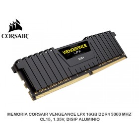 MEMORIA CORSAIR VENGEANCE LPX 16GB DDR4 3000 MHZ, CL15, 1.35V, DISIP ALUMINIO