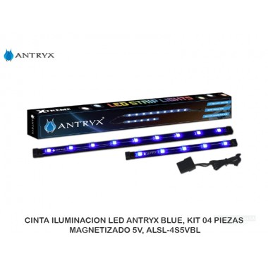 CINTA ILUMINACION LED ANTRYX BLUE, KIT 04 PIEZAS, MAGNETIZADO 5V, ALSL-4S5VBL