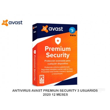 ANTIVIRUS AVAST PREMIUN SECURITY 3 USUARIOS 2020 12 MESES