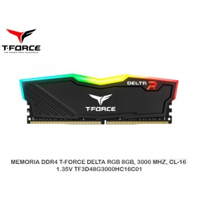 MEMORIA DDR4 T-FORCE DELTA RGB 8GB, 3000 MHZ, CL-16, 1.35V TF3D48G3000HC16C01