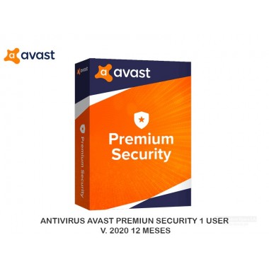 ANTIVIRUS AVAST PREMIUN SECURITY 1 USER V. 2020 12 MESES