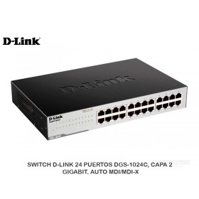 SWITCH D-LINK 24 PUERTOS DGS-1024C, CAPA 2, GIGABIT, AUTO MDI/MDI-X