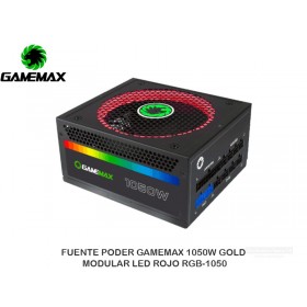 FUENTE PODER GAMEMAX 1050W GOLD, MODULAR LED ROJO RGB-1050