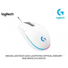 MOUSE LOGITECH G203 LIGHTSYNG OPTICAL 8000 DPI RGB WHITE 910-005791