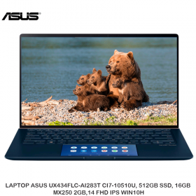 LAPTOP ASUS UX434FLC-AI283T CI7-10510U, 512GB SSD, 16GB, MX250 2GB,14 FHD IPS WIN10H
