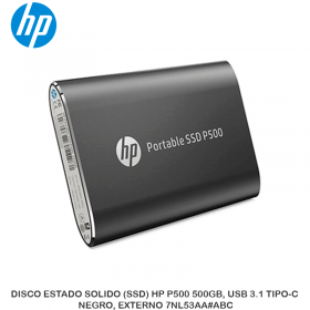 DISCO ESTADO SOLIDO (SSD) HP P500 500GB, USB 3.1 TIPO-C, NEGRO, EXTERNO 7NL53AA ABC