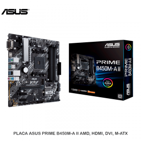 PLACA ASUS PRIME B450M-A II AMD, HDMI, DVI, M-ATX