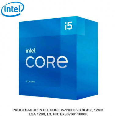 PROCESADOR INTEL CORE I5-11600K 3.9GHZ, 12MB, LGA 1200, L3, PN: BX8070811600K