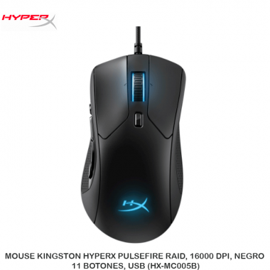 MOUSE KINGSTON HYPERX PULSEFIRE RAID, 16000 DPI, NEGRO, 11 BOTONES, USB (HX-MC005B)