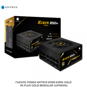 FUENTE PODER ANTRYX 850W KIRIN GOLD, 80 PLUS GOLD MODULAR (GPX850S)