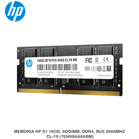 MEMORIA HP S1 16GB, SODIMM, DDR4, BUS 2666MHZ, CL-19 (7EH99AA ABM)