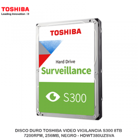 DISCO DURO TOSHIBA VIDEO VIGILANCIA S300 8TB 7200RPM, 256MB, NEGRO - HDWT380UZSVA