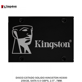DISCO ESTADO SOLIDO KINGSTON KC600, 256GB, SATA 6.0 GBPS, 2.5", 7MM.