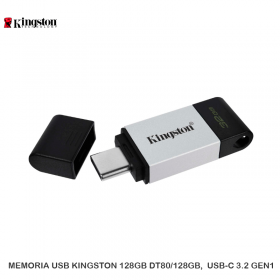 MEMORIA USB KINGSTON 128GB DT80/128GB,  USB-C 3.2 GEN1
