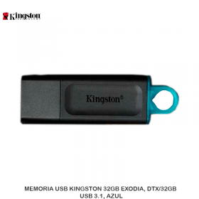 MEMORIA USB KINGSTON 32GB EXODIA, KC-U2G32-7GB, 3.2, AZUL