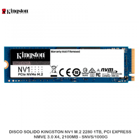 DISCO SOLIDO KINGSTON NV1 M.2 2280 1TB, PCI EXPRESS NMVE 3.0 X4, 2100MB - SNVS/1000G