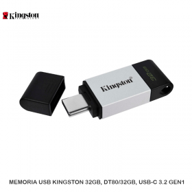 MEMORIA USB KINGSTON 32GB, DT80/32GB, USB-C 3.2 GEN1