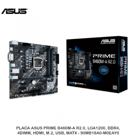 PLACA ASUS PRIME B460M-A R2.0, LGA1200, DDR4, 4DIMM, HDMI, M.2, USB, MATX - 90MB18A0-M0EAY0