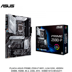 PLACA ASUS PRIME Z590-P WIFI, LGA1200, 4DDR4, DIMM, HDMI, M.2, USB, ATX - 90MB1810-MVAAY1