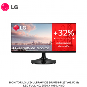 MONITOR LG LCD ULTRAWIDE 25UM58-P 25" (63.5CM) LED FULL HD, 2560 X 1080, HMDI