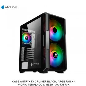 CASE ANTRYX FX CRUISER BLACK, ARGB FAN X3, VIDRIO TEMPLADO & MESH - AC-FX573K