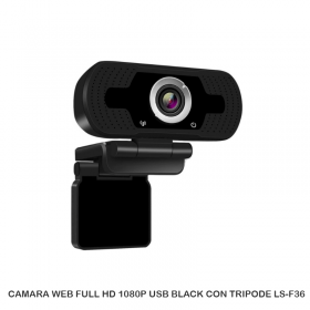 CAMARA WEB FULL HD 1080P USB BLACK CON TRIPODE LS-F36