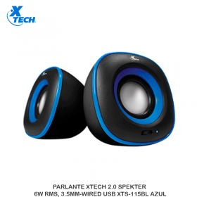 PARLANTE XTECH 2.0 SPEKTER, 6W RMS, 3.5MM-WIRED USB XTS-115BL AZUL