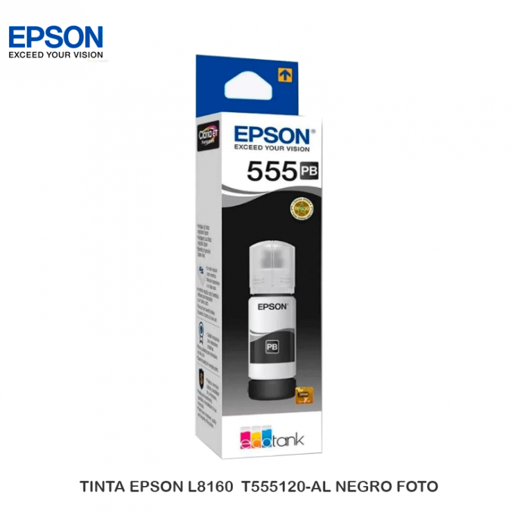 Tinta Epson T555120 AL Negro Foto original de 70 ml para EcoTank L8160 y L8180