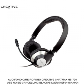 AUDIFONO C/MICROFONO CREATIVE CHATMAX HS-720 USB NOISE-CANCELLING BLACK/SILVER 51EF0410AA004