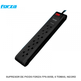 SUPRESOR DE PICOS FORZA FPS-005B, 6 TOMAS, NEGRO