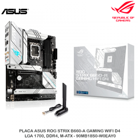 PLACA ASUS ROG STRIX B660-A GAMING WIFI D4, LGA 1700, DDR4, M-ATX - 90MB18S0-W0EAY0