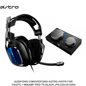 AUDIFONO C/MICROFONO ASTRO A40TR FOR PS4/PC + MIXAMP PRO TR BLACK (PN 939-001660)