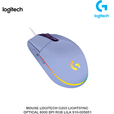 MOUSE LOGITECH G203 LIGHTSYNC OPTICAL 8000 DPI RGB LILA 910-005851