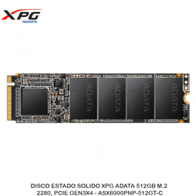 DISCO ESTADO SOLIDO XPG ADATA 512GB M.2 2280, PCIE GEN3X4 - ASX6000PNP-512GT-C