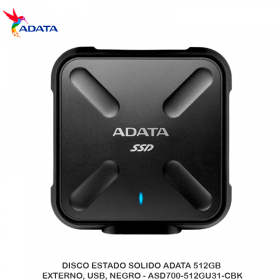 DISCO ESTADO SOLIDO ADATA 512GB, EXTERNO, USB, NEGRO - ASD700-512GU31-CBK