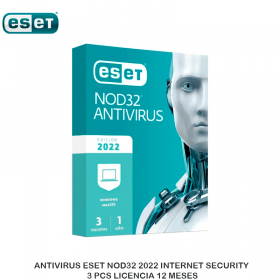 ANTIVIRUS ESET NOD32 2022 INTERNET SECURITY 3 PCS LICENCIA 12 MESES