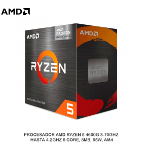 PROCESADOR AMD RYZEN 5 4600G 3.70GHZ HASTA 4.2GHZ 6 CORE, 8MB, 65W, AM4