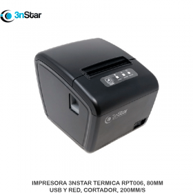 IMPRESORA 3NSTAR TERMICA RPT006, 80MM, USB Y RED, CORTADOR, 200MM/S