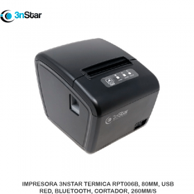 IMPRESORA 3NSTAR TERMICA RPT006B, 80MM, USB, RED, BLUETOOTH, CORTADOR, 260MM/S