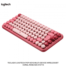 TECLADO LOGITECH POP KEYS MULTI-DEVICE WIRELESS/BT CORAL ROSE 920-010715