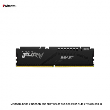 MEMORIA DDR5 KINGSTON 8GB FURY BEAST BUS 5200MHZ CL40 KF552C40BB-8
