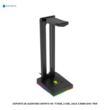 SOPORTE DE AUDIFONO ANTRYX HS-71 RGB, 2 USB, JACK 3.5MM AHS-71KR