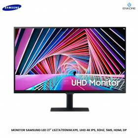 MONITOR SAMSUNG LED 27" LS27A700NWLXPE, UHD 4K IPS, 60HZ, 5MS, HDMI, DP