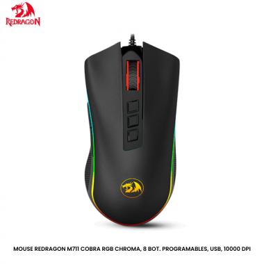 MOUSE REDRAGON M711 COBRA RGB CHROMA, 8 BOT. PROGRAMABLES, USB, 10000 DPI