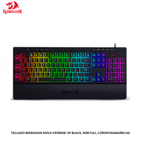 TECLADO REDRAGON SHIVA K512RGB-SP BLACK, RGB FULL, C/RESPOSAMUÑECAS