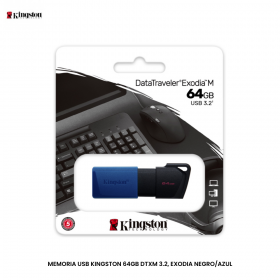 MEMORIA USB KINGSTON 64GB DTXM 3.2, EXODIA NEGRO/AZUL