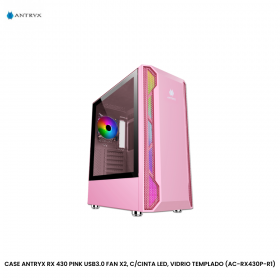 CASE ANTRYX RX 430 PINK USB3.0 FAN X2, C/CINTA LED, VIDRIO TEMPLADO (AC-RX430P-R1)