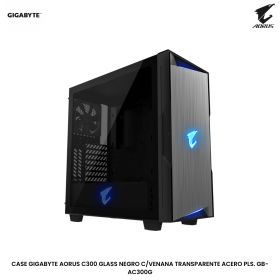 CASE GIGABYTE AORUS C300 GLASS NEGRO C/VENANA TRANSPARENTE ACERO PLS. GB-AC300G