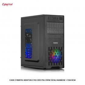 CASE CYBERTEL NEWTON CYB C203 PSU 230W 12CM, RAINBOW + FAN 8CM